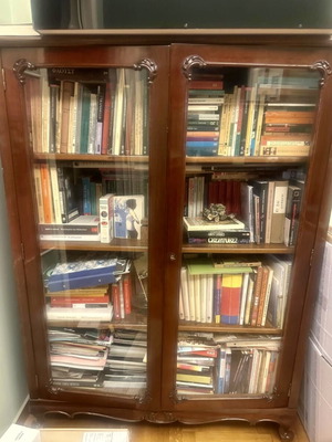 Wooden glass-door bookcase used, late 19th century