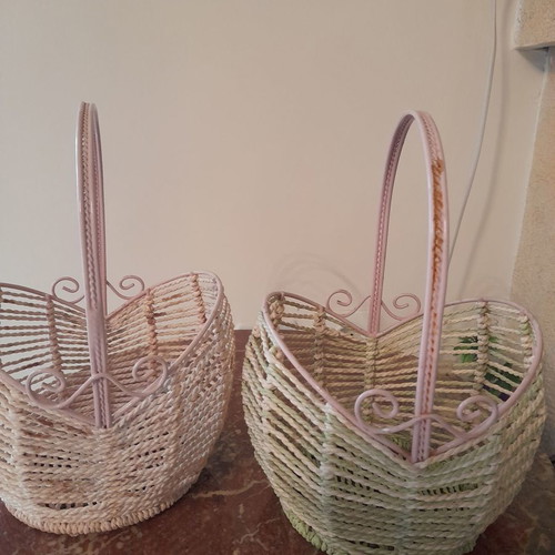 Baskets used, set of 2, made with rope