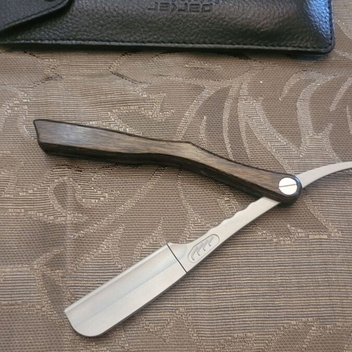 Shavette Feather razor new with Parker leather case and replacement blades