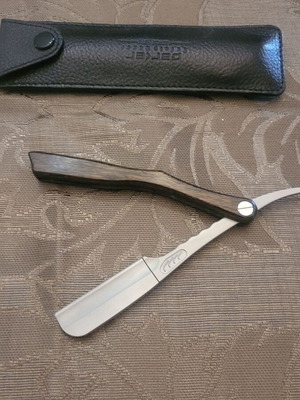 Shavette Feather razor new with Parker leather case and replacement blades