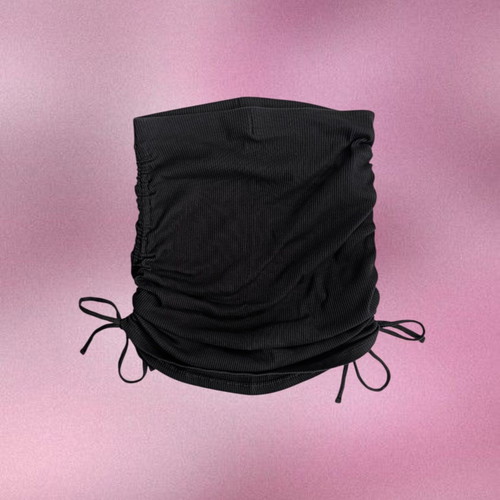 H&M Divided rib skirt with side ruching like new, black, size S