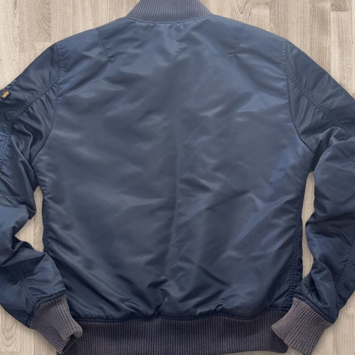 Alpha Industries MA-1 Bomber Jacket size M like new, navy blue with orange lining