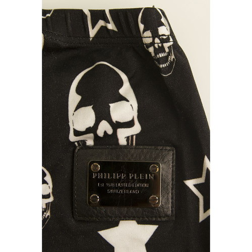 Philipp Plein leggings used, black with white skulls, size XS