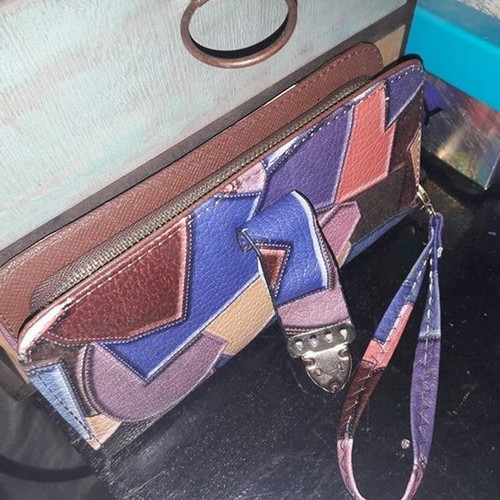 Large wallet new with colorful design and wrist strap