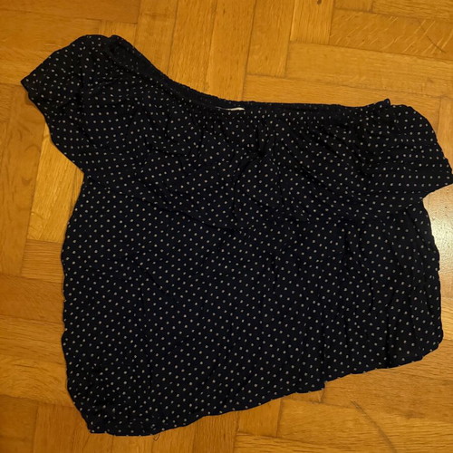 American Eagle one-shoulder blouse dark blue polka dot like new