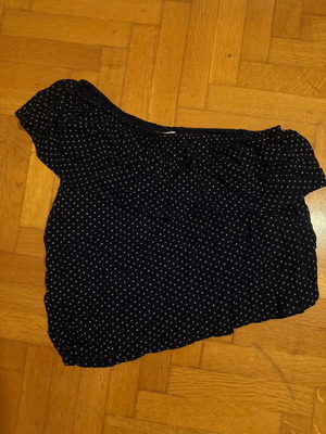 American Eagle one-shoulder blouse dark blue polka dot like new