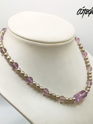 Ασημένιο 925 κοντό κολιέ με ορυκτούς Αμέθυστους καινούργιο