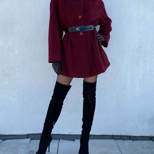 Vintage wool coat like new, red, size L
