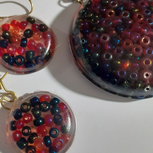 Set of 4 handmade jewelry sets with heart and square shapes, multicolor