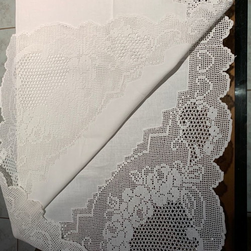 Handmade crochet table runner with filet lace new