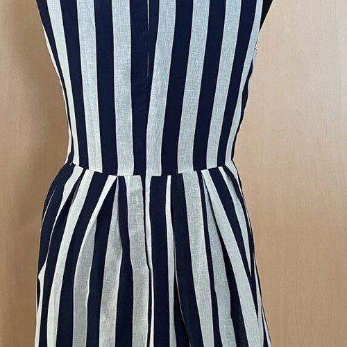 Striped cocktail dress, white and blue, size S