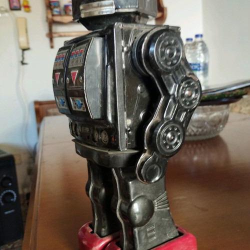 Vintage Robot Horikawa Japan 1970s Space Fighter used, rusty and missing hand