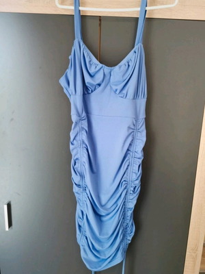 Μπλε στενό φόρεμα με σούρες bodycon σαν καινούργιο, 2XL Shein