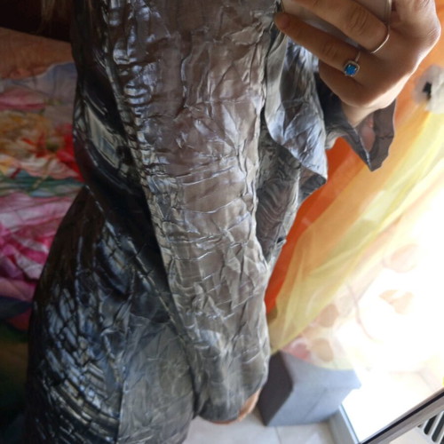 Long jacket size L like new, gray silver organza