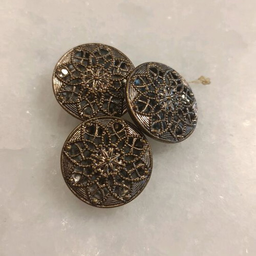 Vintage metal buttons like new, pack of 3, antique style