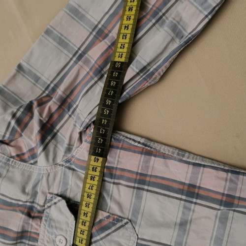 Aggressive plaid shirt size Small like new, pastel beige