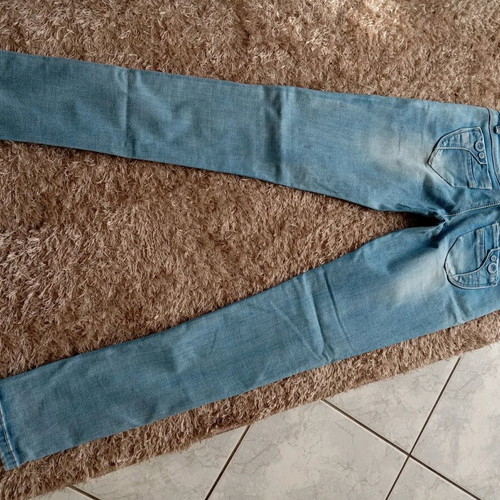 Women's jeans used with rips, size XS, blue