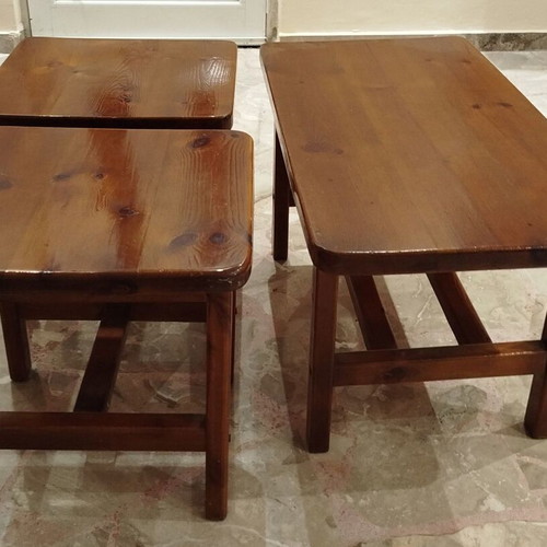 Coffee tables used, set of 3, Swedish wood