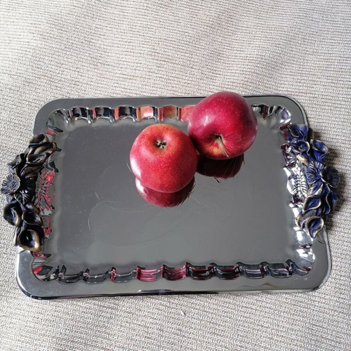 Decorative stainless steel tray inox 36 x 26 cm like new