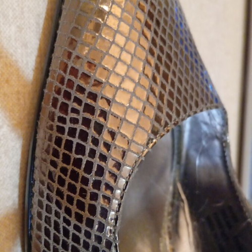 Calvin Klein silver snake-like pumps size 38 like new, 8 cm heel