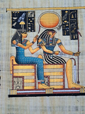 Αιγυπτιακός πάπυρος με θεούς Ρα-Χοράχτυ και Άθωρ καινούργιος