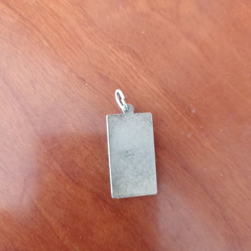 Silver rectangular pendant 925 with Virgin Mary relief, like new