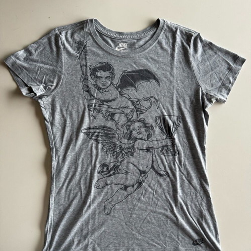 Nike women's shirt size M used, gray with angel and devil design