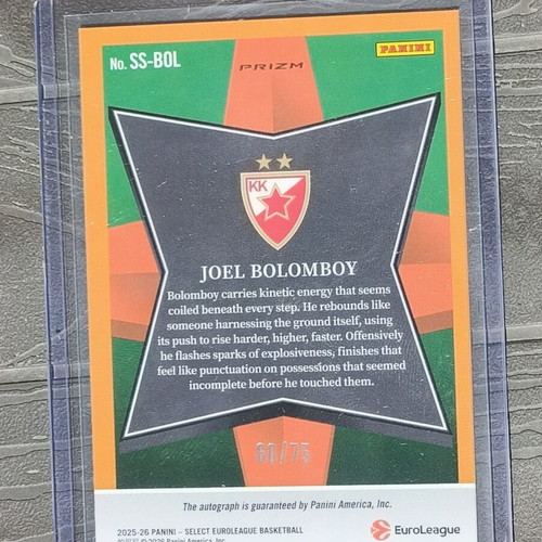 Joel Bolomboy /75 Select Stars Crvena Zvezda basketball card 2025-26 Panini Euroleague