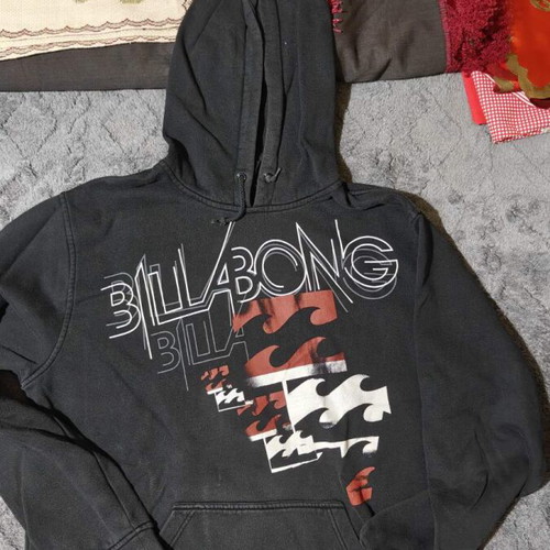 Billabong men's hoodie used with black, red and white graphic print