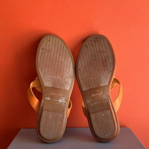 Hogan leather sandals used, beige and brown, size 39