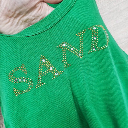 Esprit sleeveless top with rhinestones, like new, green and silver, size S/M