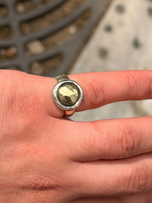 Silver-gold ring 925/750 used, open at the bottom