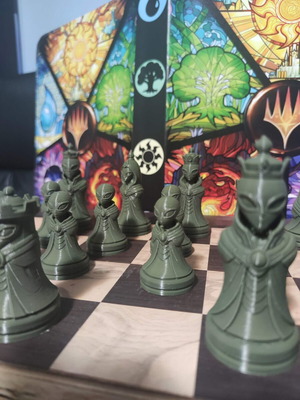Chess Pawns Aliens new set of 16 dark green pieces