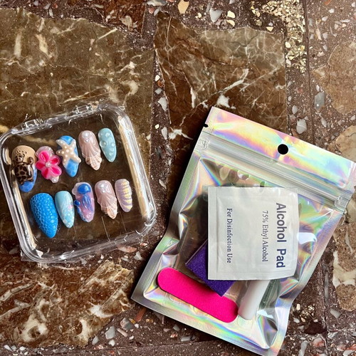 Handmade press-on nails set with summer design new