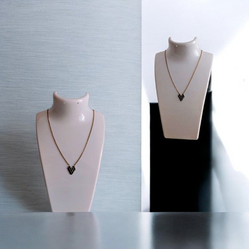 Steel heart necklace black gold made to order miyuki
