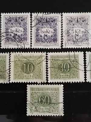 Γραμματόσημα Postage Due Τσεχοσλοβακίας 1954, σε άριστη κατάσταση, σετ 10 τεμαχίων