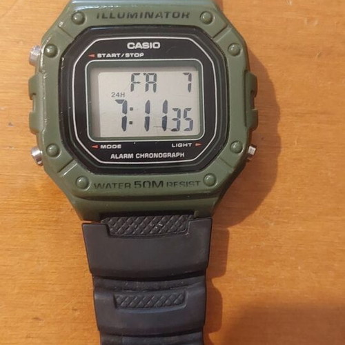 Casio watch W-218H-3AaV used, 5 bar water resistant, sporty design