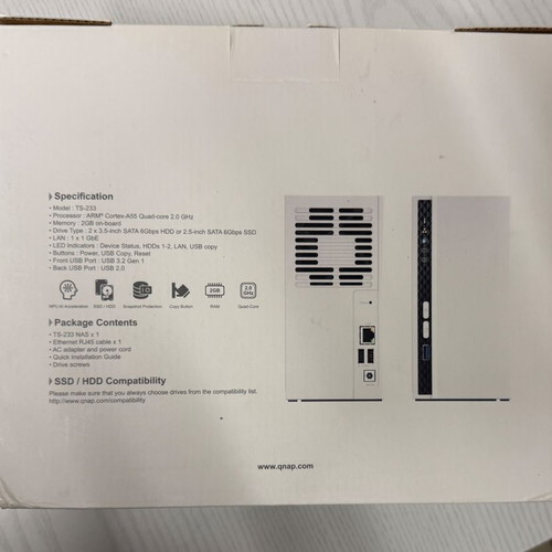 QNAP TS-233 like new 2-bay NAS for home or small office