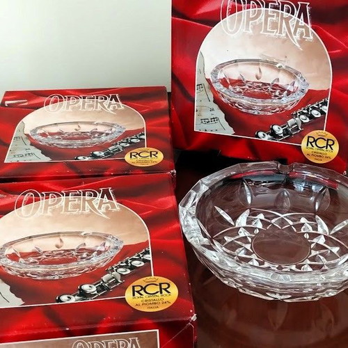 Large RCR Royal Crystal Rock 24% Crystal Ashtrays new, set of 4