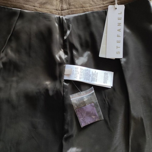Stefanel leather/castor skirt new, A-line, size 42