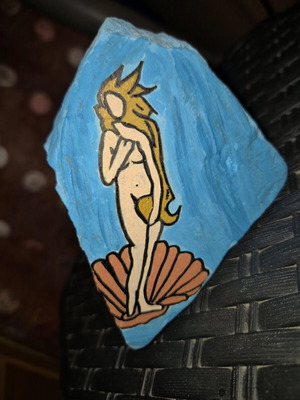 Διακοσμητική πέτρα με τη γέννηση της Αφροδίτης ζωγραφισμένη με τέμπερες καινούργια