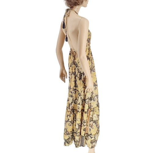 Thalassa long silk dress new one size multicolor gold tones