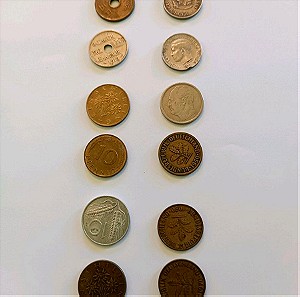 74 συλλεκτικά κέρματα διαφόρων χρονολογιών και χωρών