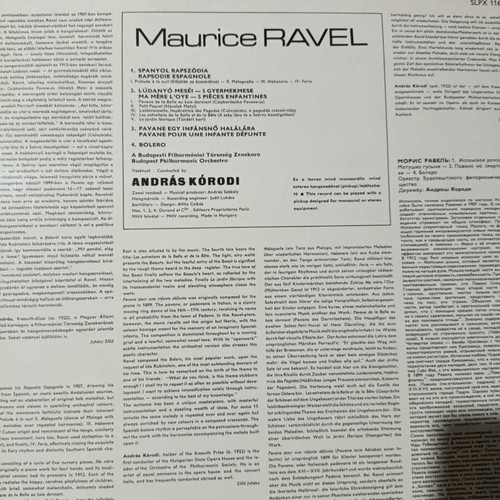 Ravel Rapsodie Espagnole Ma Mère l'Oye Pavane Bolero vinyl record