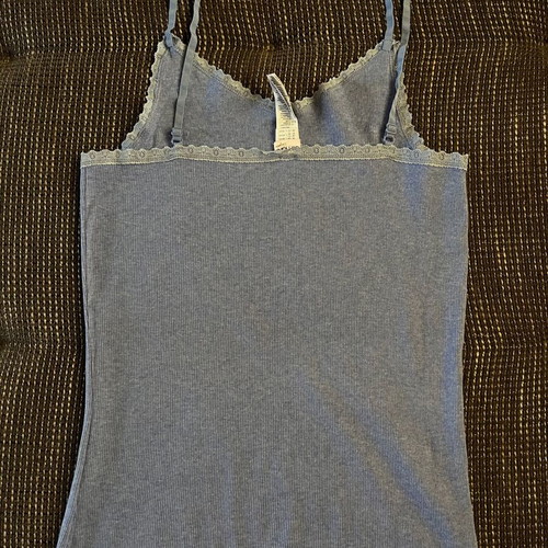 Rib top with lace and thin straps Esmara, like new, blue, size L