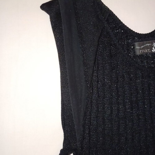 Mat knitted blouse dress used, black with silver thread