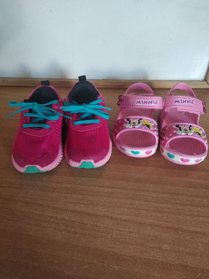 Summer shoes used, size 22, Adidas and Minnie for girls
