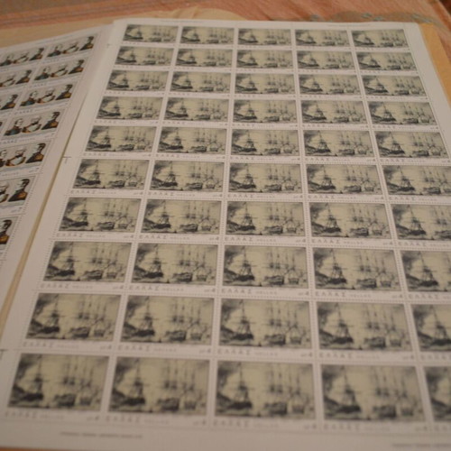 Sheets of 50 stamps, 150 years Navarino Battle 1827-1977, new