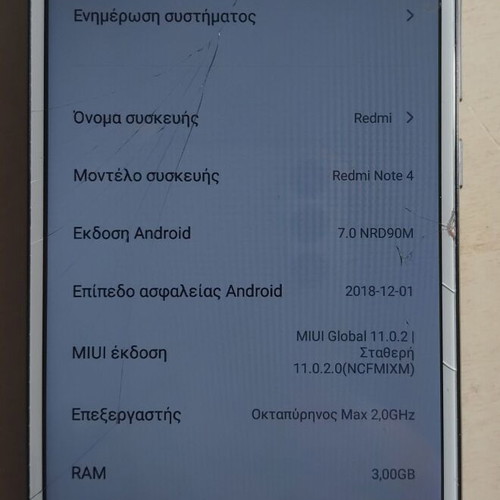 Xiaomi Redmi Note 4 used with cracked screen glass, 32GB, Dual SIM