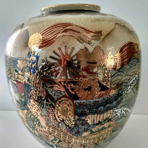 Satsuma vases used, 2 large, height 25 cm